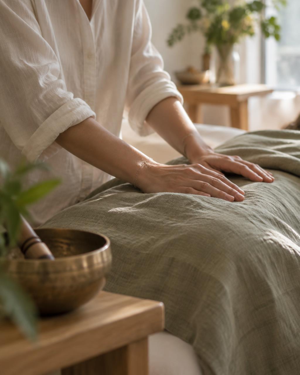 Des mains en pratique, dans une lumière naturelle